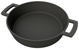 Outdoorchef Gurme Döküm Saplı Demir Döküm 28 cm Düz Tava Siyah