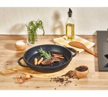 Elit Döküm Saplı Alüminyum 28 cm Grill Tava Siyah