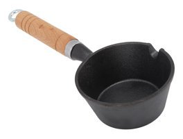 Focket Mini Ahşap Saplı Demir Döküm 11 cm Kızartma Tava Siyah