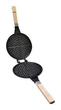 Taşhan Ahşap Saplı Döküm 20 cm Waffle Tava Siyah