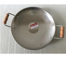 Üzüm Çelik No:4 Ahşap Saplı Çelik 45 cm Saç Tava Gri