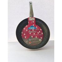 Cem Retro Metal Saplı Alüminyum 28 cm Düz Tava Gri