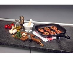 Cem Plastik Saplı 28 cm Grill Tava Siyah