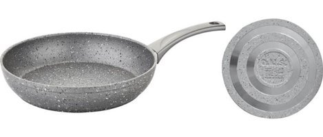 O.M.S Plastik Saplı Granit 22 cm Düz Tava Gri