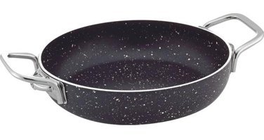Cantef No:24 Metal Kulplu Alüminyum 24 cm Düz Tava Siyah
