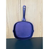 Evita Plastik Saplı Seramik 28 cm Grill Tava Mor
