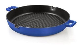 Silver Döküm Saplı Döküm 30 cm Grill Tava Mavi