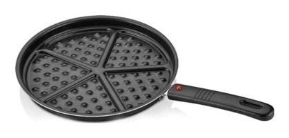 Papilla Redio Plastik Saplı Alüminyum 26 cm Waffle Tava Siyah