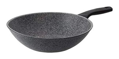Essenso Aknur Plastik Saplı Granit 28 cm Wok Tava Gri