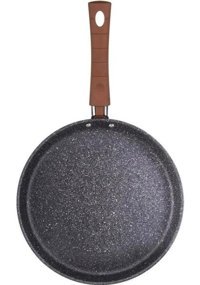 Aryıldız Terra Grey Plastik Saplı Granit 25 cm Krep Tava Siyah