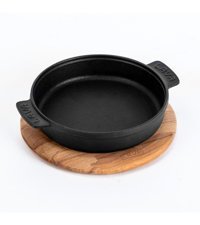 Lava Ahşap Altlıklı Döküm 14 cm Düz Tava Siyah