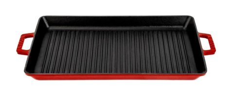 Lava Dikdörtgen Döküm 26x45 cm Grill Tava Kırmızı