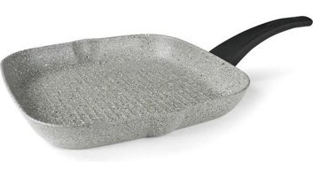 Flonal Dura Plastik Saplı Alüminyum 28 cm Grill Tava Gri