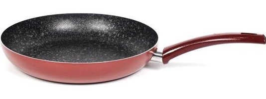 Cem Safran Plastik Saplı Alüminyum 28 cm Düz Tava Kırmızı
