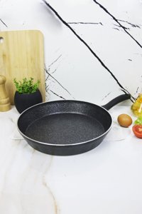 Evita Eco Plastik Saplı Granit 26 cm Düz Tava Antrasit