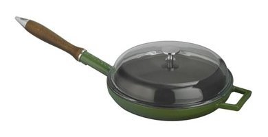 Lava Kapaklı Ahşap Saplı Döküm 24 cm Kızartma Tava Yeşil