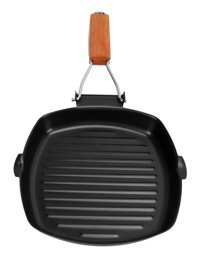 Haofy Ahşap Saplı Demir Döküm 20 cm Grill Tava Siyah