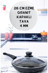 Bre Home Kapaklı Plastik Saplı Granit 26 cm Kızartma Tava Gri