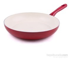 Contesse Ecotouch Torino Plastik Saplı Seramik 24 cm Düz Tava Kırmızı