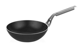 O.M.S Proline Metal Saplı Alüminyum 26 cm Wok Tava Siyah