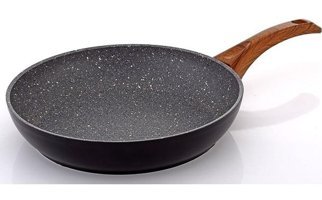 Bonera Vogue Ahşap Saplı Alüminyum 22 cm Düz Tava Siyah