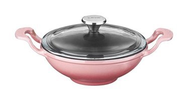 Lava Mini Kapaklı Döküm 16 cm Wok Tava Pembe