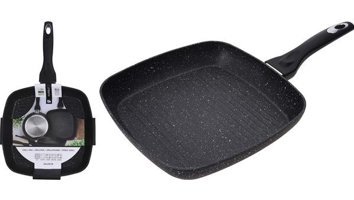 Excellent Houseware 309180280 Plastik Saplı Alüminyum 28 cm Grill Tava Siyah