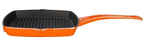 Lava Kare Döküm Saplı 26x26 cm Grill Tava Turuncu