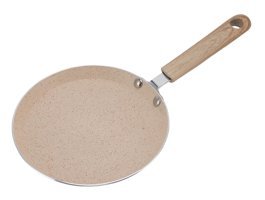 Haofy Ahşap Saplı Alüminyum 18 cm krep Tava Bej