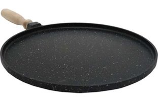 O.M.S Ahşap Saplı Granit 36 cm Gözleme Tava Siyah