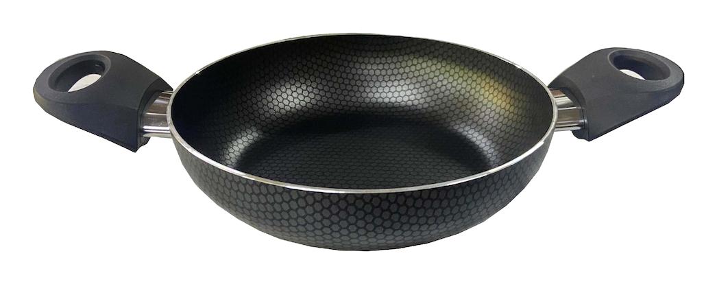 Mehtap Petek Desenli Plastik Saplı Teflon 20 cm Sahan Tava Siyah
