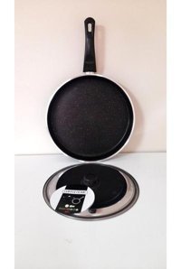 Orhan Home Kapaklı Plastik Saplı Granit 32 cm Balık - Gözleme Tava Kırmızı