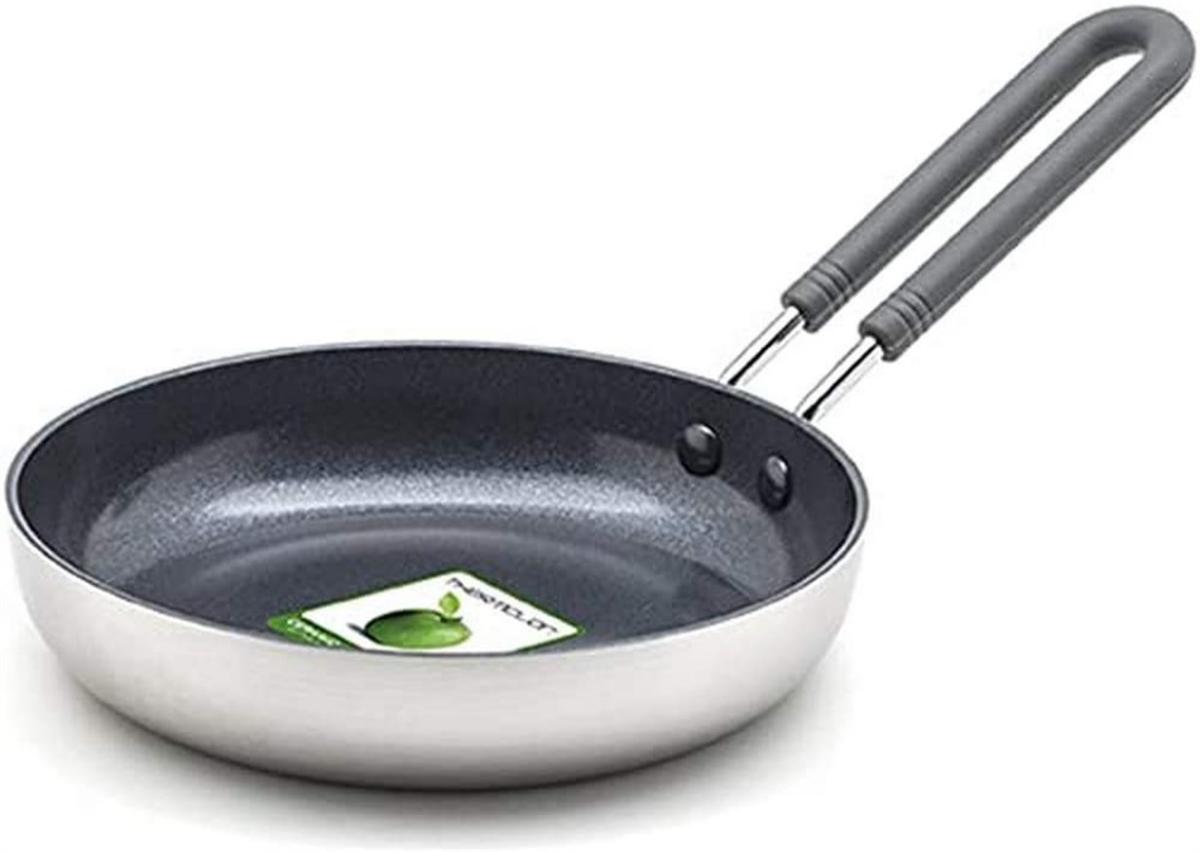 Greenpan Venice Pro Evershine Plastik Saplı Paslanmaz Çelik 14 cm Düz Tava Gri