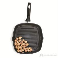 Essenso Greenwıch Pro Plastik Saplı Alüminyum 28 cm Grill Tava Siyah