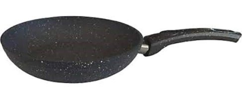 Remetta Plastik Saplı Granit 24 cm Düz Tava Siyah