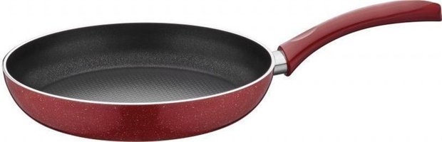 Taç Plastik Saplı Granit 26 cm Düz Tava Kırmızı