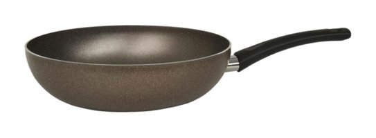 Mehtap Kuvars Plastik Saplı Granit 24 cm Wok Tava Siyah