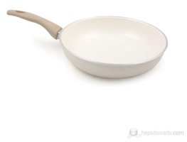 Essenso Munich Plastik Saplı Seramik 24 cm Düz Tava Krem