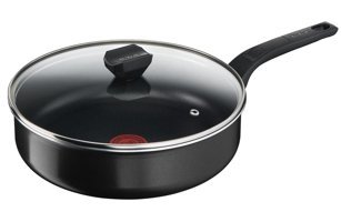 Tefal 1X Simpleclean Plastik Saplı Titanyum 24 cm Düz Tava Siyah