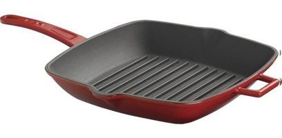 Lava Kare Metal Saplı Döküm 28x28 cm Grill Tava Kırmızı