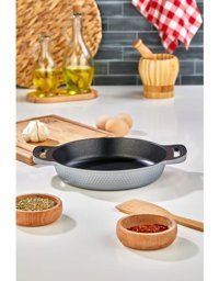 Cooker Lüks Kristal Serisi Döküm Saplı Granit 18 cm Sahan Tava Gri