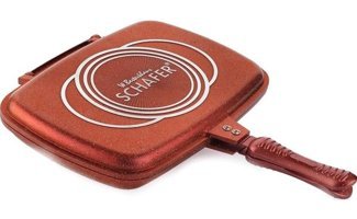 Schafer Gloria Plastik Saplı Döküm 32 cm Grill Tava Kırmızı
