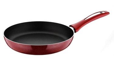 Abntürk TT1149 Plastik Saplı Granit 32 cm Düz Tava Kırmızı