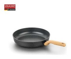 Korkmaz Montana A1836 Ahşap Saplı Döküm 24 cm Düz Tava Siyah