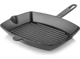 Taşev Caste Dikdörtgen Döküm Saplı Demir Döküm 32 cm Grill Tava Siyah