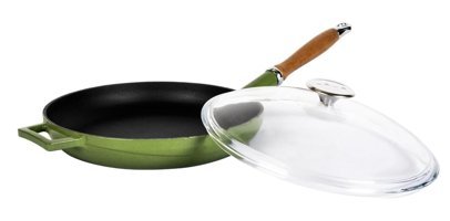 Lava Glaze Ahşap Saplı Döküm 28 cm Kızartma Tava Yeşil