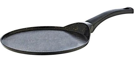 O.M.S 3299 Plastik Saplı Döküm 26 cm Krep Tava Siyah