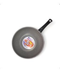 Mehtap Plastik Saplı Granit 30 cm Wok Tava Gri