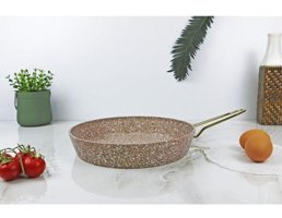 Evita Eco Metal Saplı Granit 20 cm Düz Tava Kahverengi