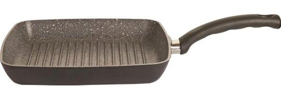 Mehtap Elegant Plastik Saplı Döküm 28 cm Grill Tava Kahverengi
